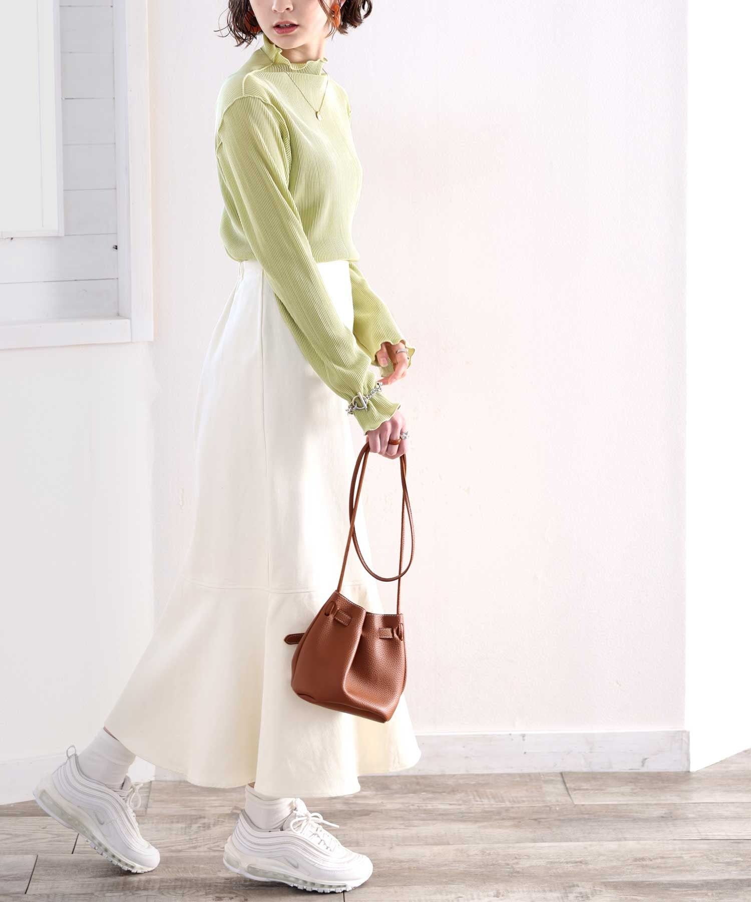 日本 Classical Elf - 光澤感木耳邊薄長袖上衣-酪梨綠