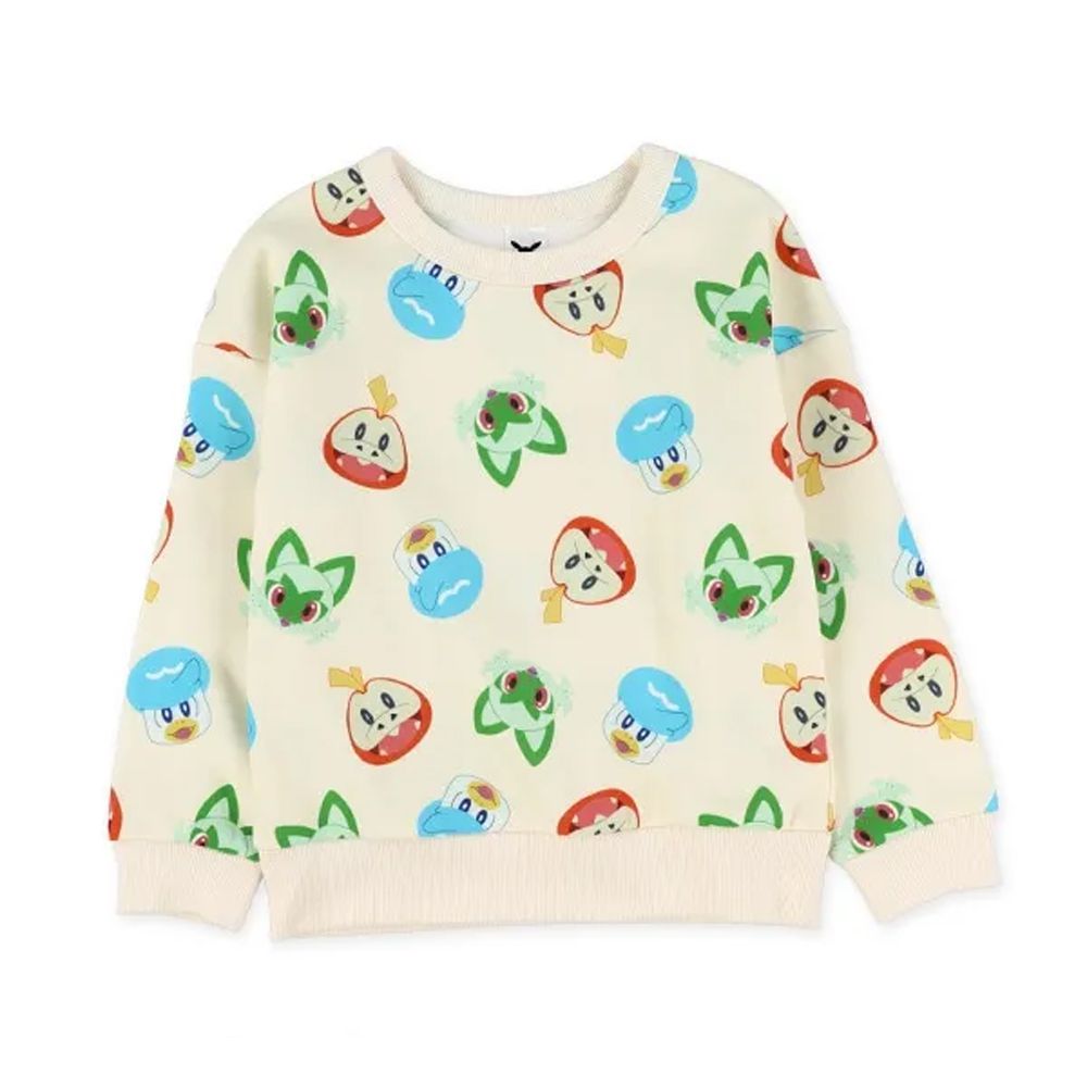 限量聯名 裏起毛保暖長袖上衣-卡通人物寶可夢-白