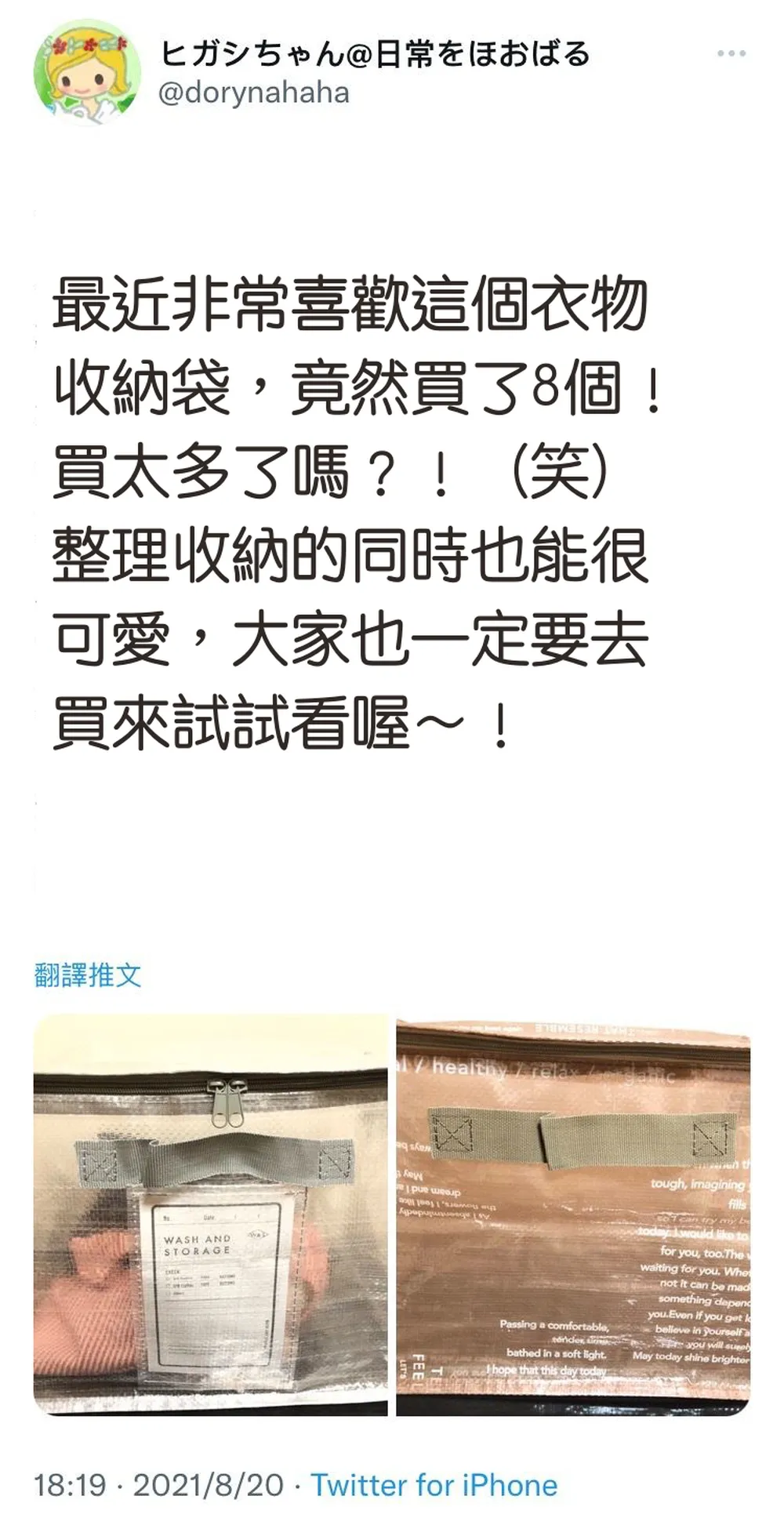 日本代購 - [日本主婦推薦] 半透明多功能衣物收納袋(可肩背/手提) 3入組-淺灰 (L(47x20x36cm))