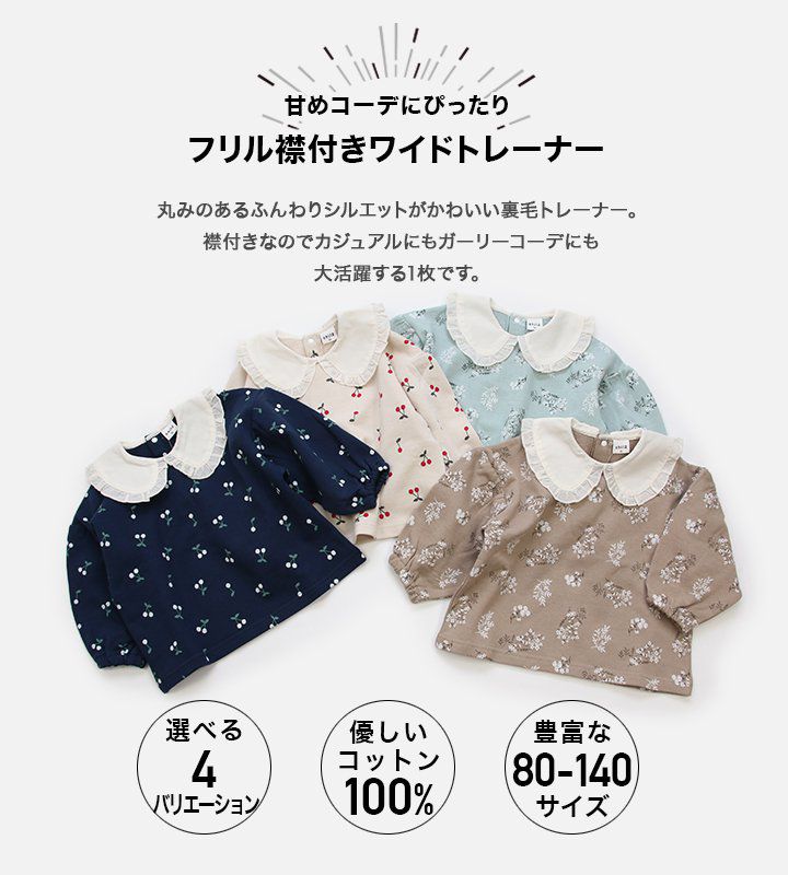 日本 Chil2 - 文藝荷葉領泡泡長袖上衣-花朵-薄荷