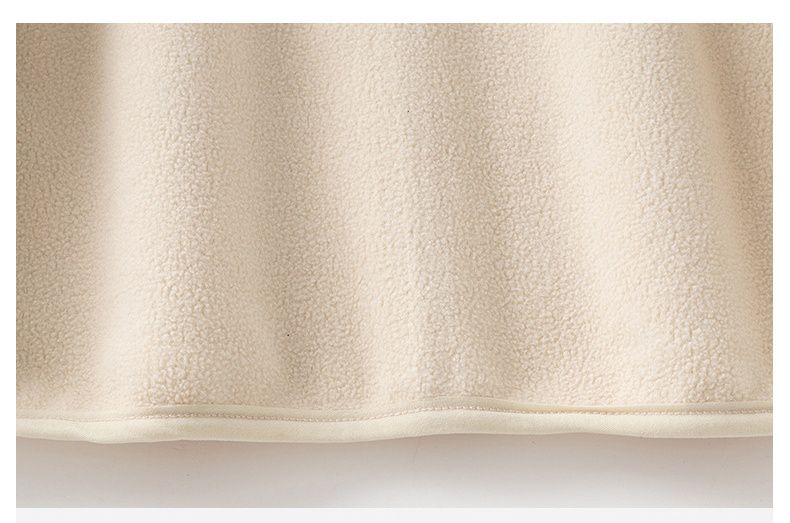 搖粒絨保暖兒童背心-企鵝口袋-杏+藍