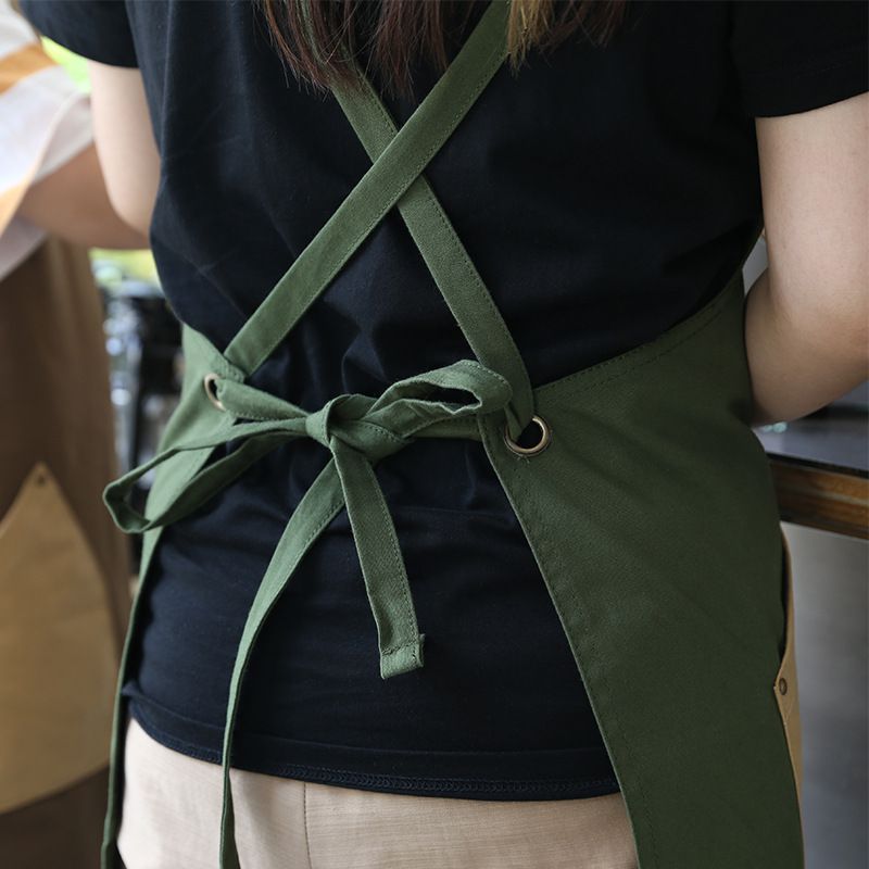 工業風撞色口袋圍裙-防水款-藍色