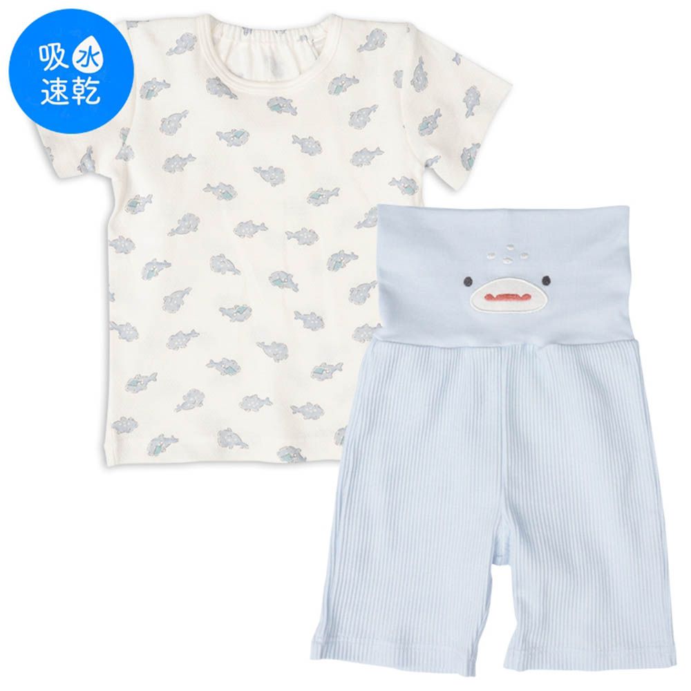 嬰兒短袖家居服-鯊魚-藍色