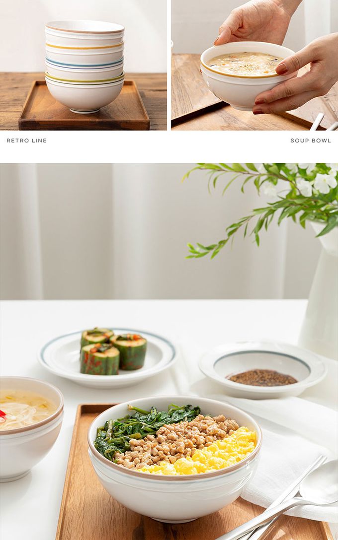 韓國 SSUEIM - RETRO系列極簡ins陶瓷湯碗2件組13cm (橘色)