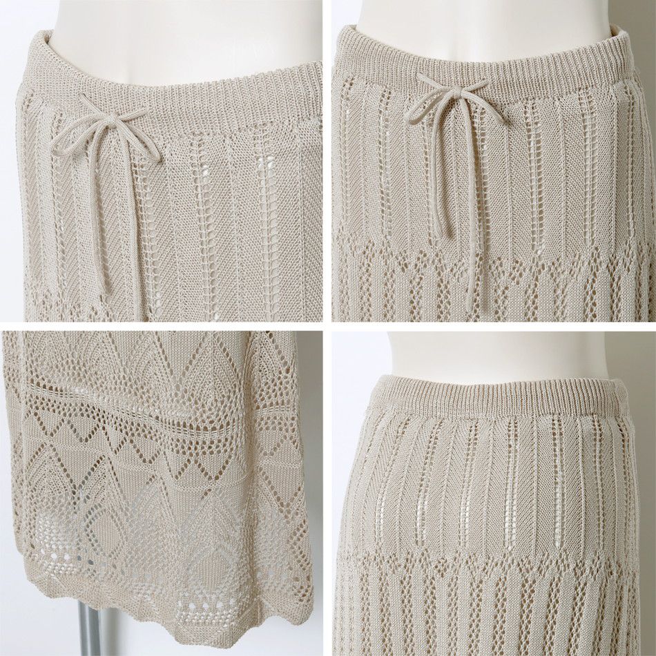 日本 Rejoule - 優雅鉤針雕花長裙-石墨黑