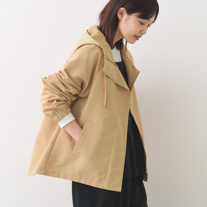 日本 OMNES - [經典款]防潑水派克連帽風衣外套-寶藍