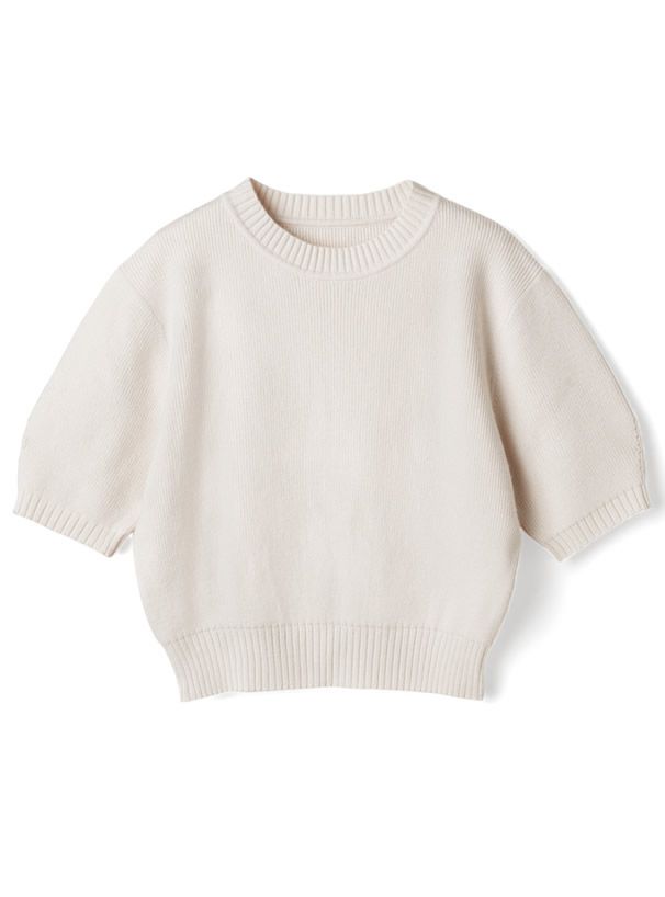 日本 GRL - 百搭短版五分袖針織上衣-灰粉