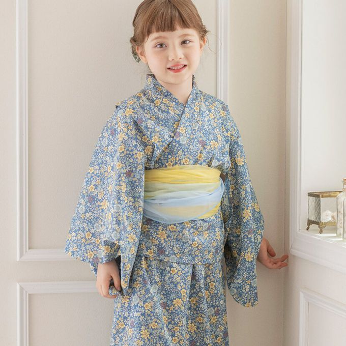 日本 Catherine Cottage - 夢幻2way純棉兵兒帶浴衣(可當洋裝)-小花與貓-粉紫