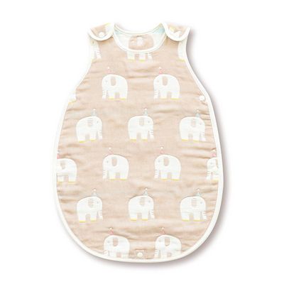 akachan honpo - 0歲開始即可使用的6層棉紗防踢被-淺卡其色 (80cm)-日本製