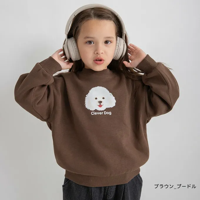 日本 BRANSHES - 裏起毛 可愛女孩縮口長袖上衣-杯子蛋糕-粉紅