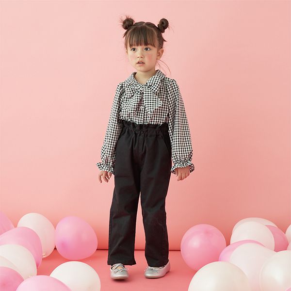 日本 Lycee mine - 俏麗皺摺錐形彈力長褲-黑