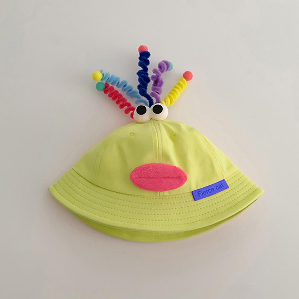 兒童防曬遮陽漁夫帽-童趣臉臉-淺綠色 (48-50CM)