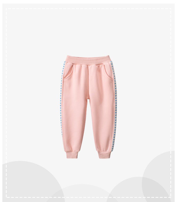 腰鬆緊束口運動長褲-側邊小愛心-粉色