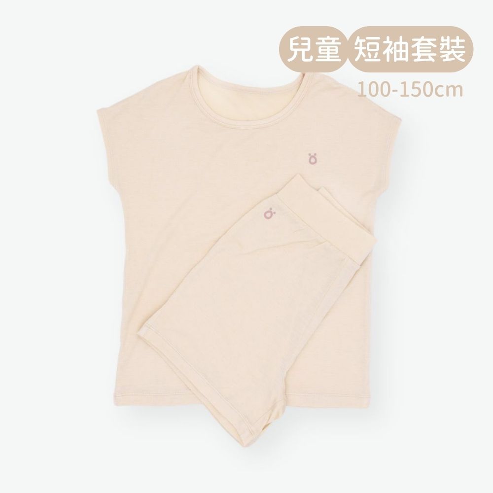 輕柔感短袖套裝(兒童)-米色