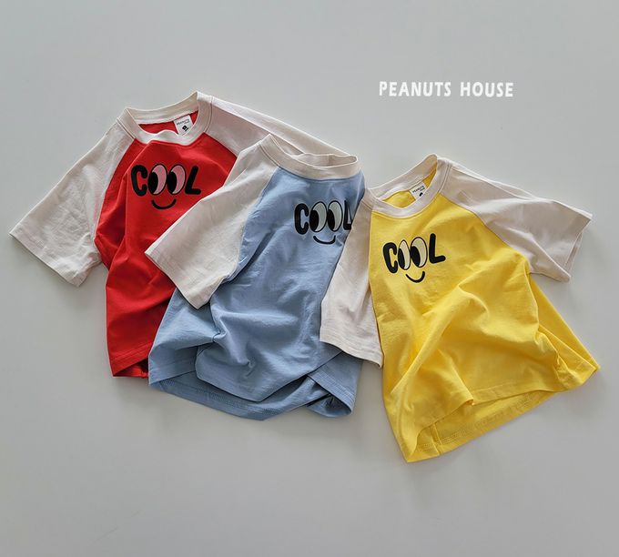 韓國 Peanuts House - COOL字印短袖上衣-黃