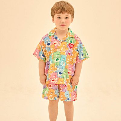 韓國 Care Bears - 聯名款滿版繽紛熊熊短袖襯衫套裝