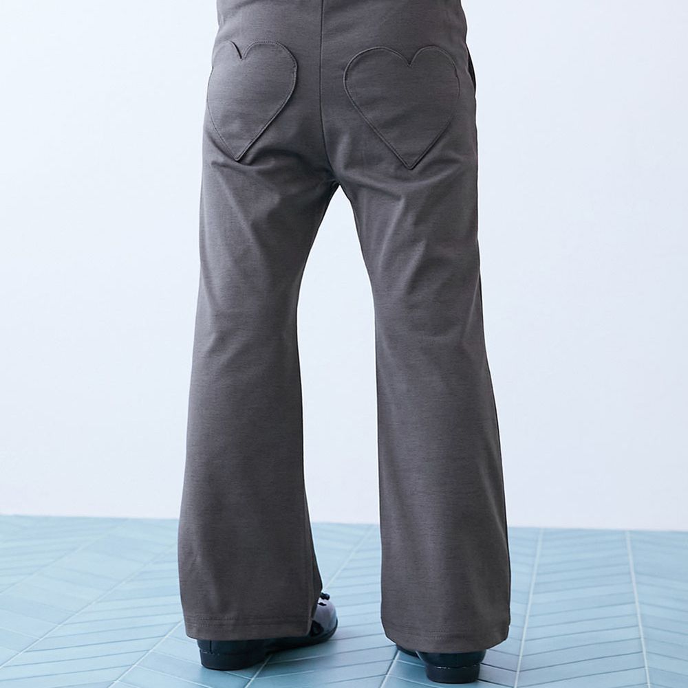 [快乾防皺] 愛心口袋輕盈小喇叭長褲-炭灰
