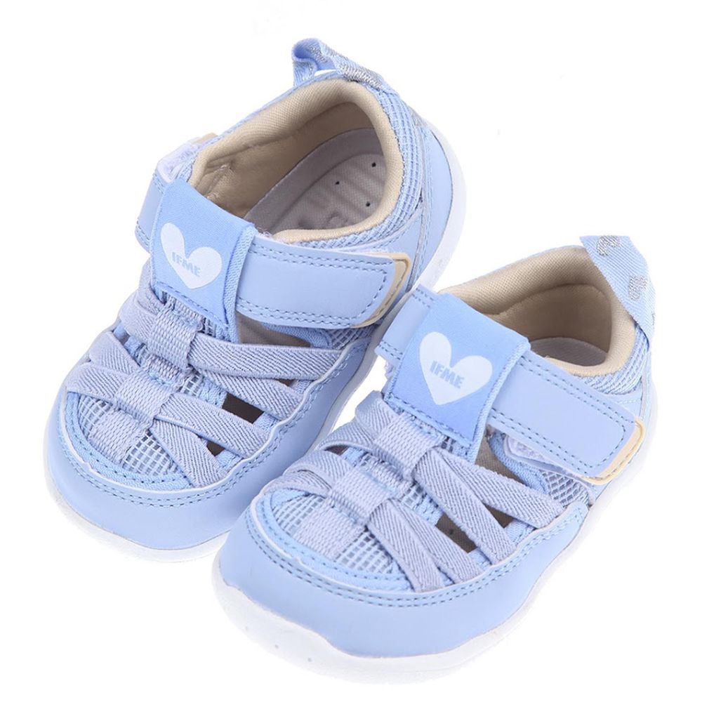 日本IFME - 粉藍色愛心寶寶機能水涼鞋-粉藍色
