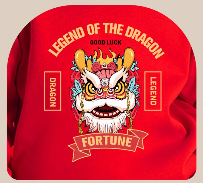 love, charlotte - 祥龍賜福拜年新年百搭長袖衛衣-黑色