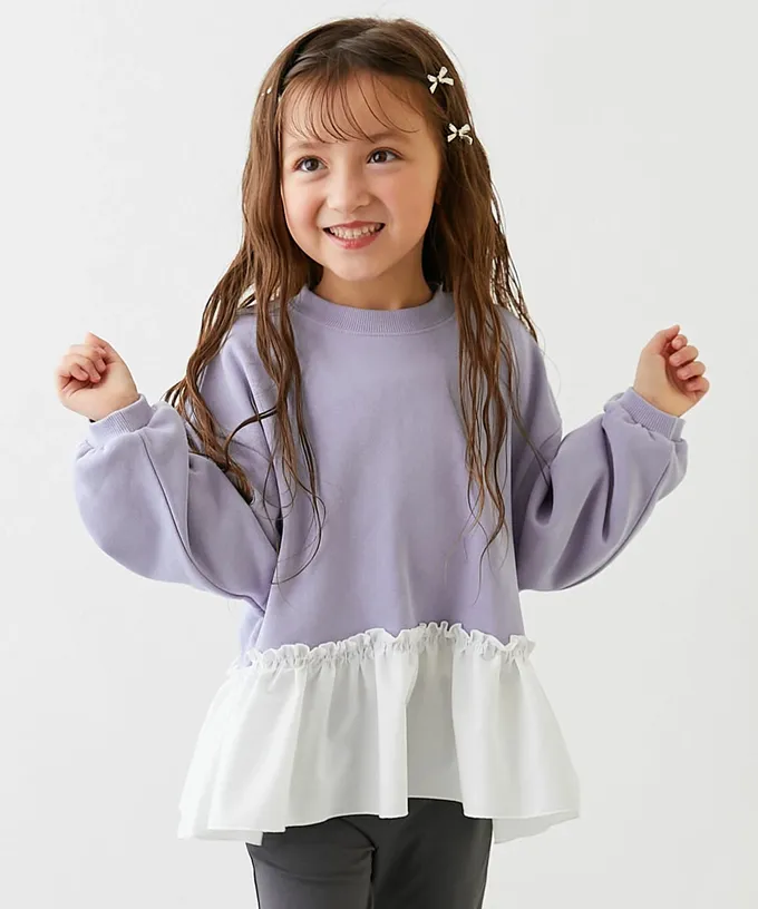 日本 devirock - 層次荷葉邊縮口長袖上衣-灰