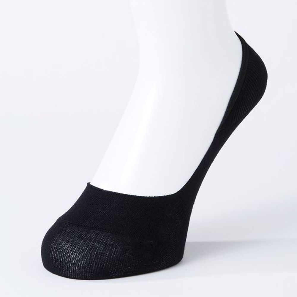 日本 okamoto - 超強專利防滑ㄈ型隱形襪-深履款-黑-棉混
