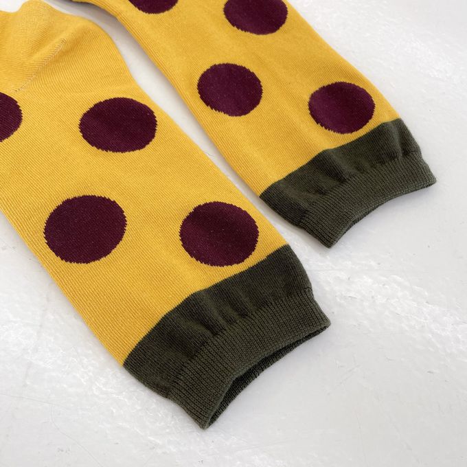 韓國Marian - 撞色大圓點中筒襪-白X黑 (Free)