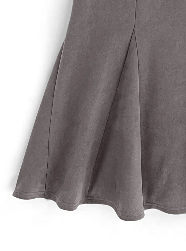 日本 GRL - 經典麂皮感修身魚尾裙-深灰