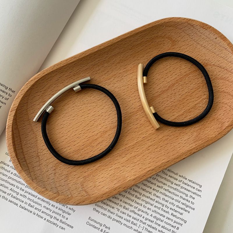 簡約金屬一字髮圈-金色