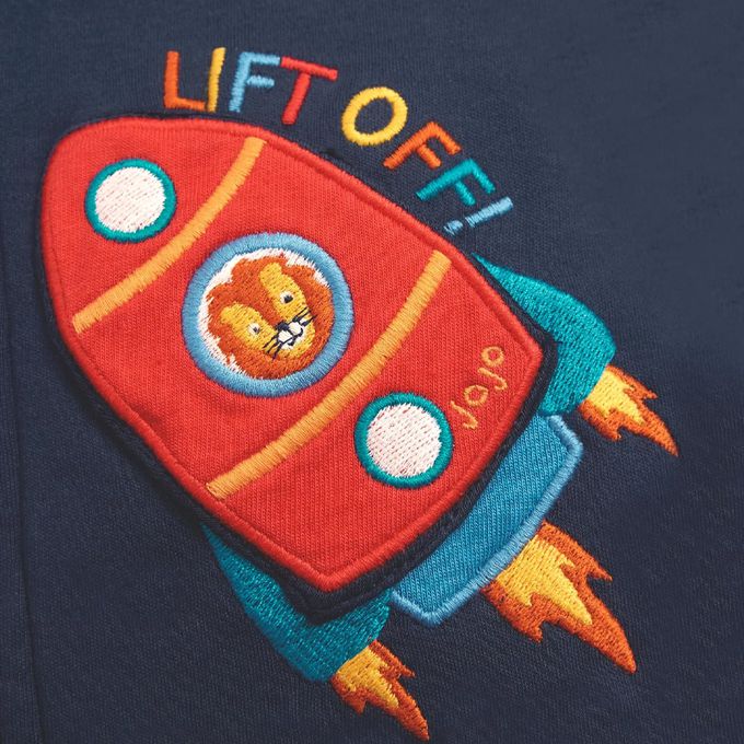 英國 JoJo Maman BeBe - 雙面穿100%純棉保暖連帽外套-飛向宇宙