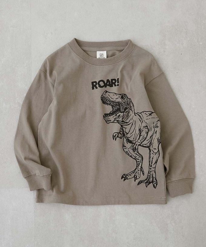 日本 devirock - 100%棉 定番印花長袖上衣-背後標籤-灰藍