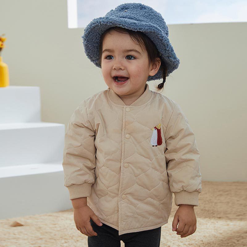 兒童菱紋衍縫鋪棉外套-粉色