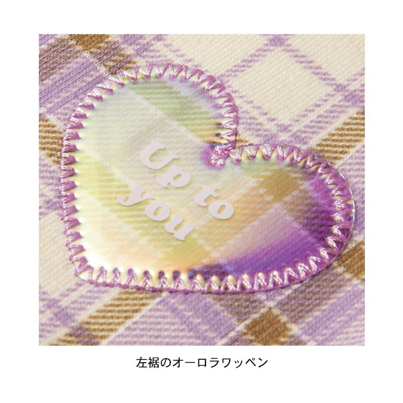 日本 Papel lapiz - 愛心徽章格紋百摺短裙-水藍