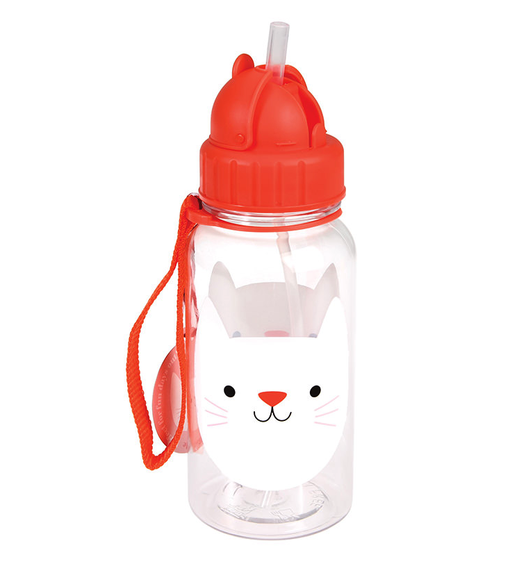 英國 Rex London - 兒童吸管水瓶-迷人貓咪(500ML)
