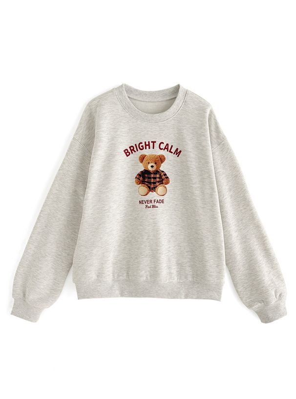 日本 GRL - 可愛小熊印花大學T-粉紅 (F)