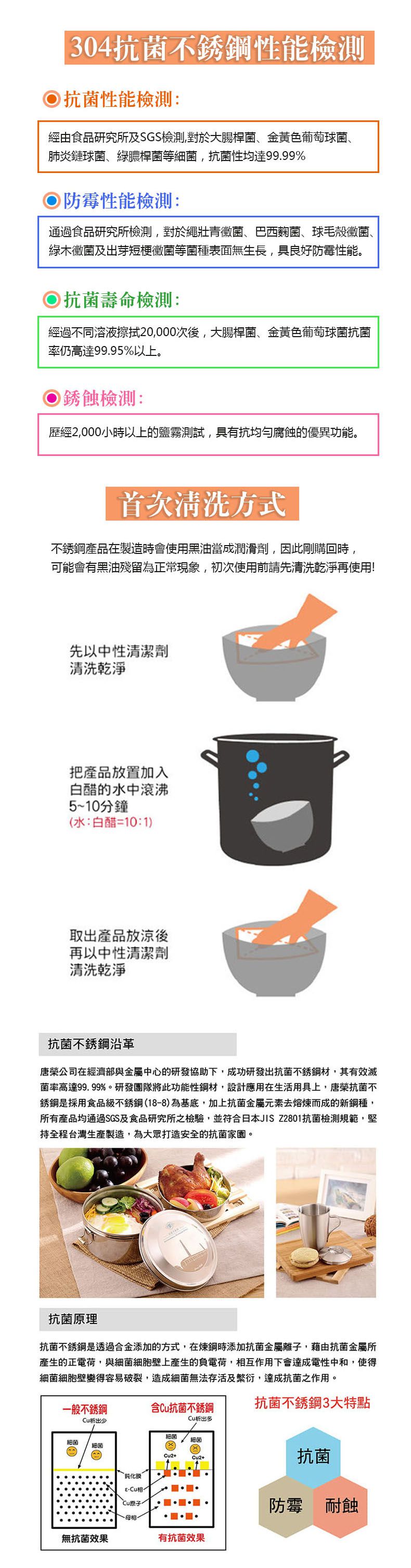 唐榮抗菌 - 圓形雙層便當盒(素面版) (14cm)-1000ml