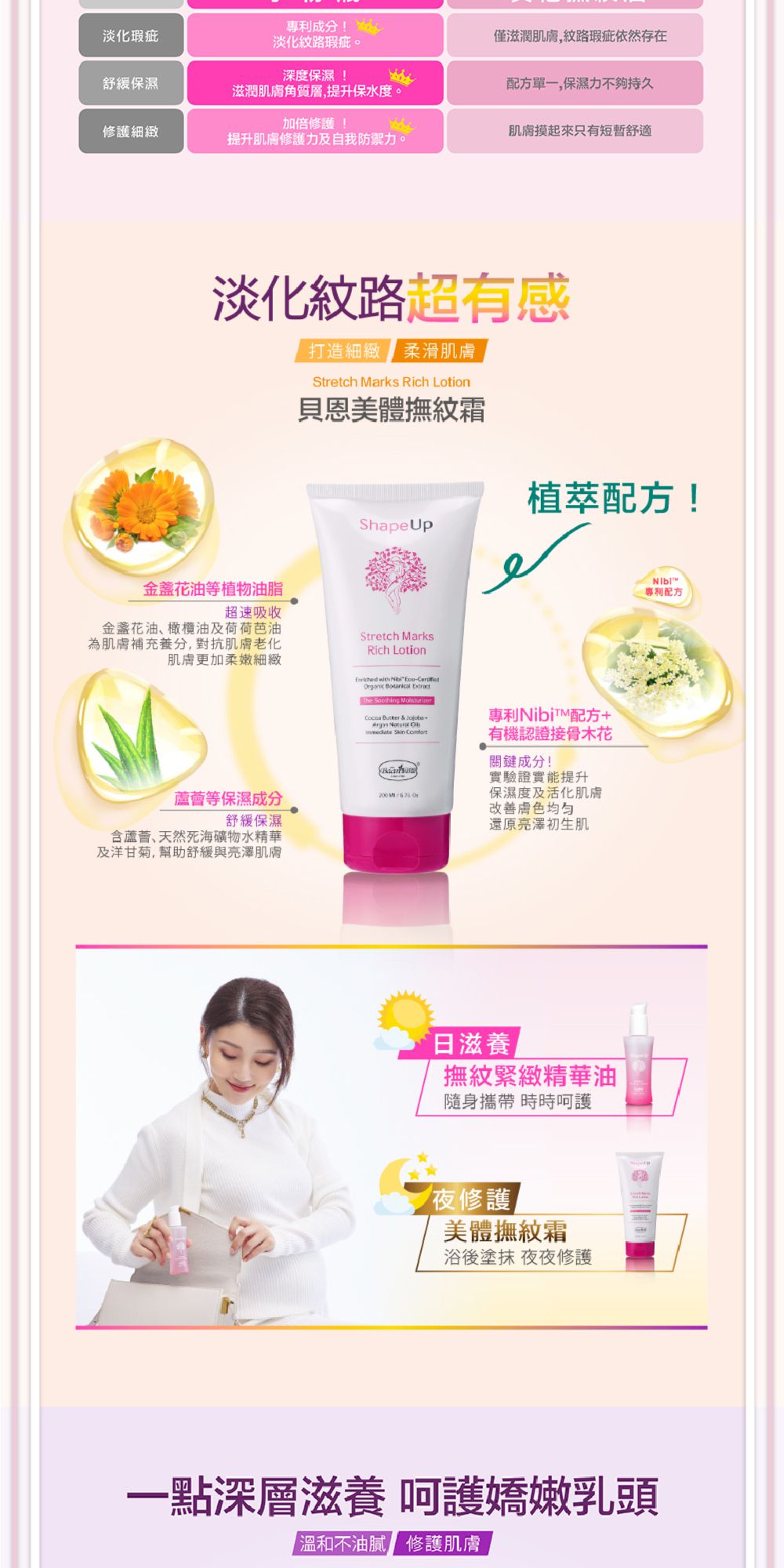 貝恩 Baan - 寵愛孕肌修護組-撫紋緊緻精華油50ml+乳頭修護霜30ml+美體撫紋霜200ml