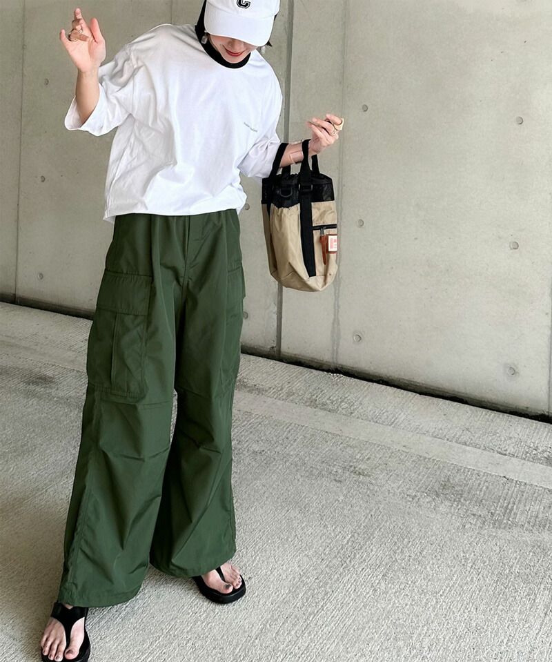 日本 Classical Elf - 美式休閒多口袋抽繩工裝褲-軍綠