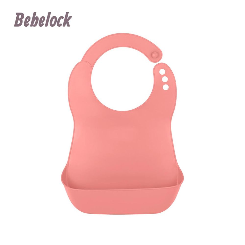 韓國BeBeLock - 口袋型防水圍兜-水蜜桃粉