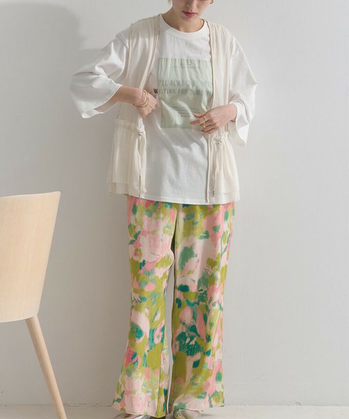 日本 le colis - 仙氣薄紗層次穿搭背心(腰抽繩)-米杏