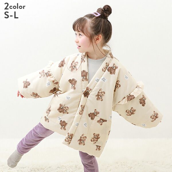 日本 devirock - 日式輕便保暖家居外套-小熊-奶油杏