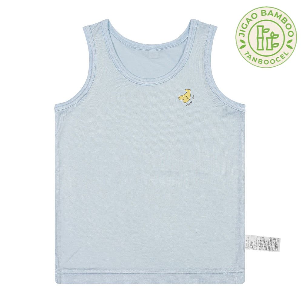 竹纖維抗菌除臭透氣背心內衣(男寶)-笑臉香蕉-淺藍