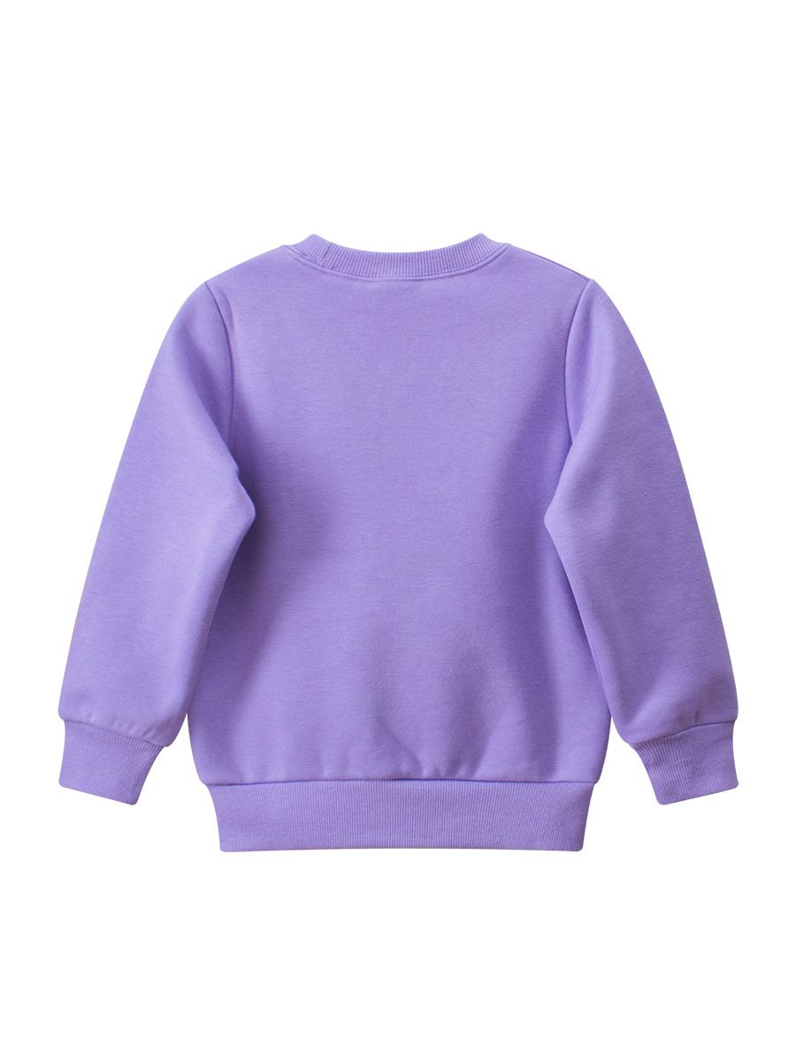 加絨圓領長袖上衣/大學T-熊熊朋友-紫色