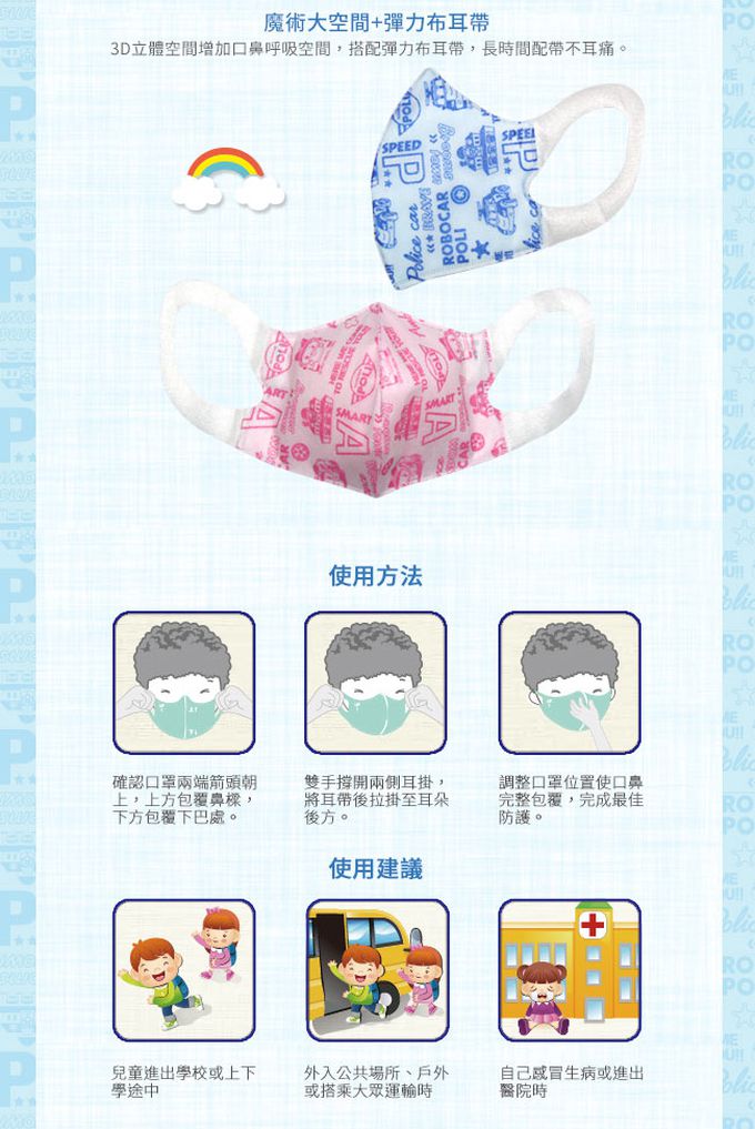 YODA - YODA 波力3D立體醫療用兒童口罩-波力-50入