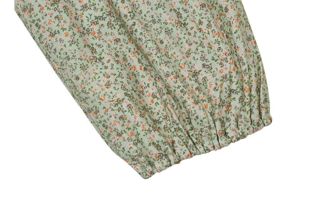 韓國 ULLALA - 浪漫碎花純棉長袖睡衣-(洋裝式)-薄荷綠 (FREE)