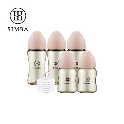 Simba 小獅王辛巴 - NO.1蘊蜜鉑金儲乳瓶套組-新生適用-栗粉