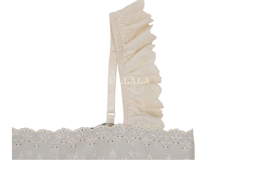 韓國 ULLALA - 蕾絲花邊無袖睡衣(兩件式)-藍 (FREE)