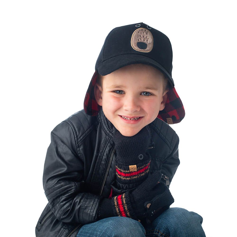 加拿大 flapjackkids - 3D造型遮耳棒球帽-小熊 (2y-4y)