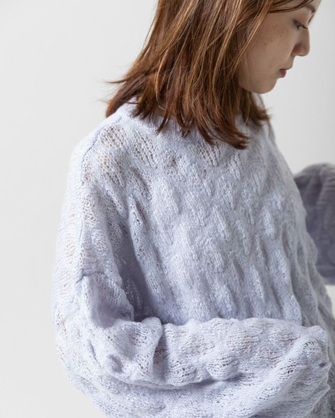 日本 gleam - 柔軟微透蓬鬆馬海毛針織上衣-寶貝藍