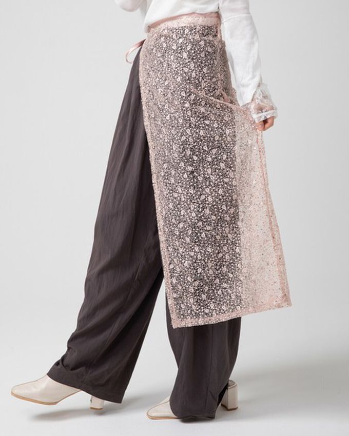 日本 gleam - [疊穿高手]閃亮光澤薄紗半片裙-黑