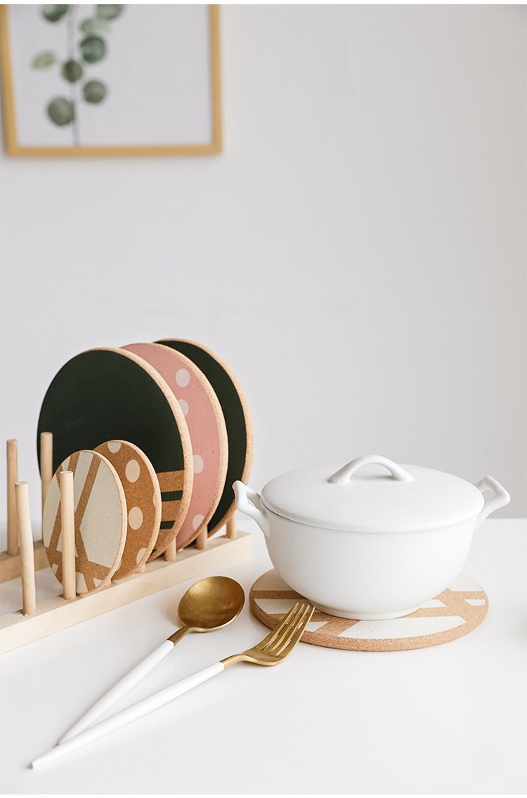 北歐軟木隔熱墊-圓形-粉色 (直徑17cm)